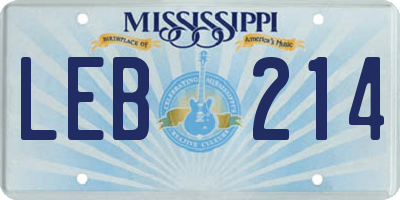 MS license plate LEB214
