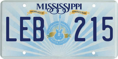 MS license plate LEB215