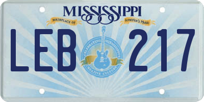 MS license plate LEB217