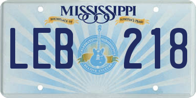 MS license plate LEB218