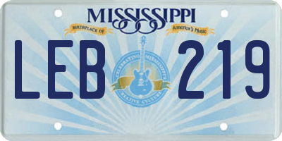MS license plate LEB219