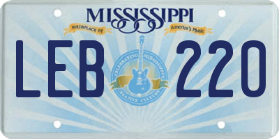 MS license plate LEB220