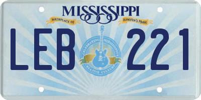 MS license plate LEB221