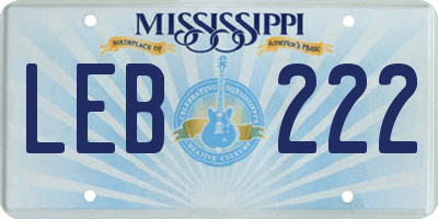 MS license plate LEB222