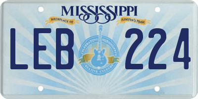 MS license plate LEB224