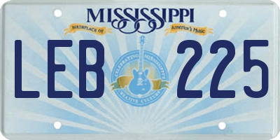 MS license plate LEB225