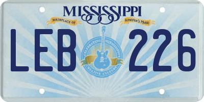 MS license plate LEB226
