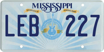 MS license plate LEB227