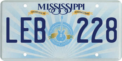 MS license plate LEB228