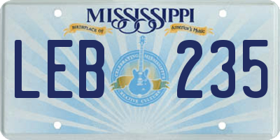 MS license plate LEB235