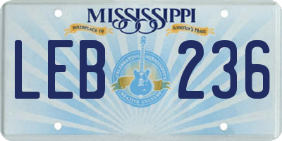 MS license plate LEB236