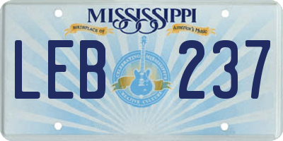 MS license plate LEB237
