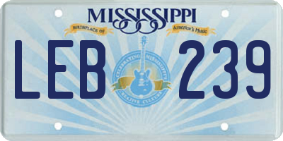 MS license plate LEB239