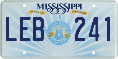 MS license plate LEB241