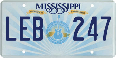 MS license plate LEB247
