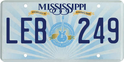 MS license plate LEB249