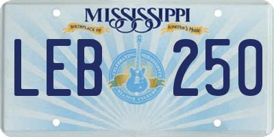 MS license plate LEB250