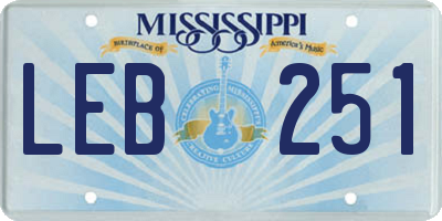 MS license plate LEB251