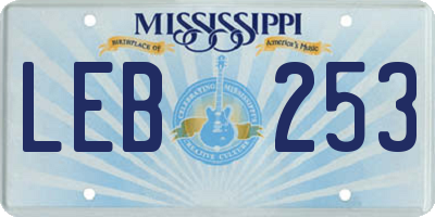 MS license plate LEB253