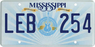 MS license plate LEB254