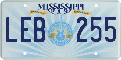 MS license plate LEB255