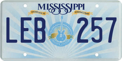 MS license plate LEB257