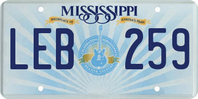 MS license plate LEB259