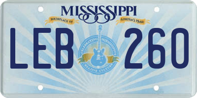MS license plate LEB260
