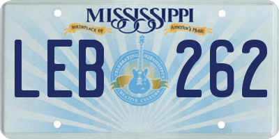 MS license plate LEB262