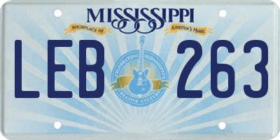 MS license plate LEB263
