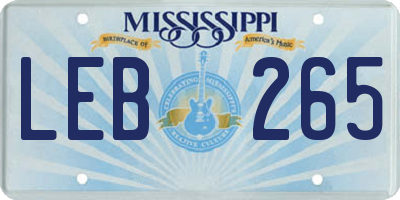 MS license plate LEB265
