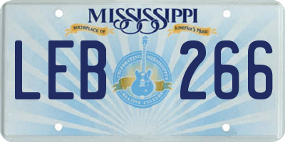 MS license plate LEB266