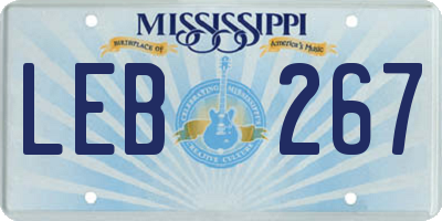 MS license plate LEB267