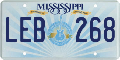 MS license plate LEB268