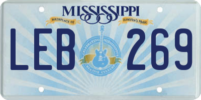 MS license plate LEB269