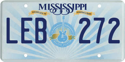 MS license plate LEB272