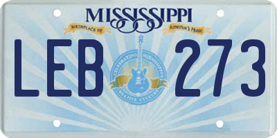 MS license plate LEB273