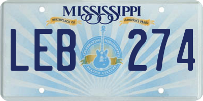 MS license plate LEB274
