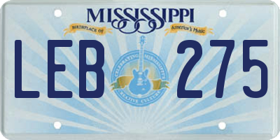 MS license plate LEB275