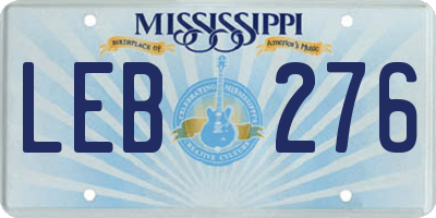 MS license plate LEB276