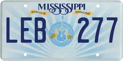 MS license plate LEB277