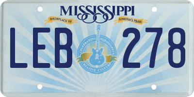MS license plate LEB278