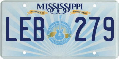 MS license plate LEB279