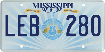 MS license plate LEB280