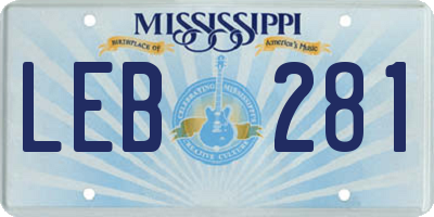 MS license plate LEB281