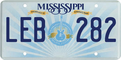 MS license plate LEB282