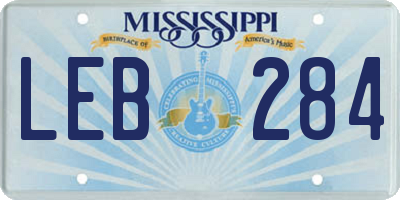 MS license plate LEB284