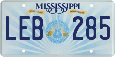 MS license plate LEB285