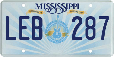 MS license plate LEB287