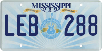 MS license plate LEB288